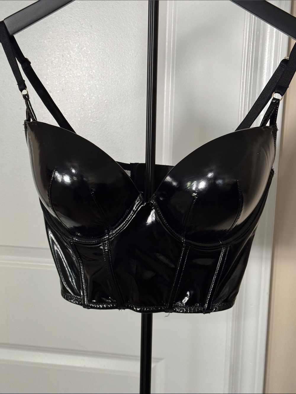 Victoria's Secret Black Patent Longline Bustier 34DD
